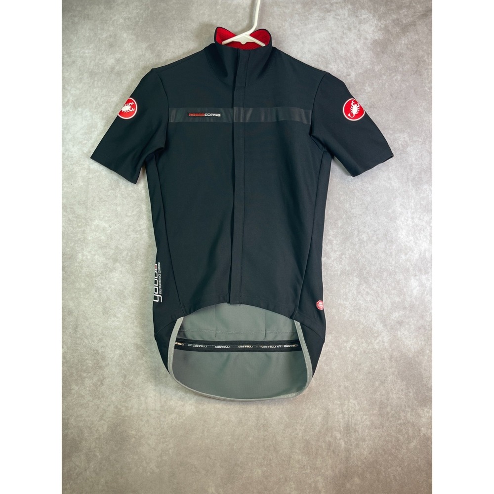Castelli Rosso Corsa Cycling Jersey Mens Small Black Windstopper Full Zip Pocket